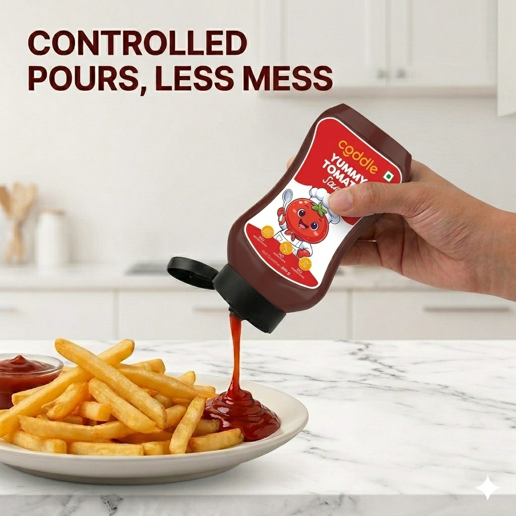 Coddle Yummy Tomato Ketchup 300g | Made with Jaggery | No Refined Sugar, No Preservatives, No Artificial Colours & Flavours | Safe for Babies, Toddlers, Kids & Adults