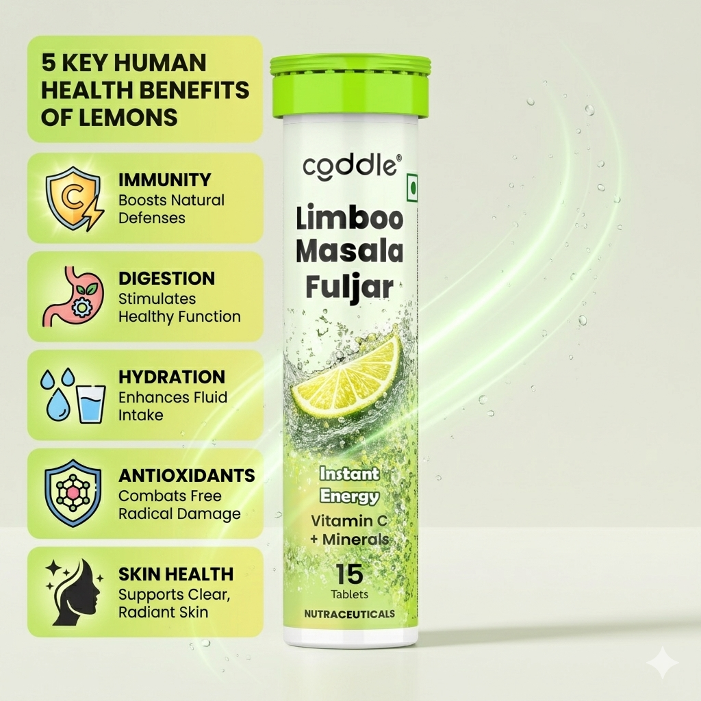 Coddle Limboo Masala Fuljar Effervescent Tablets, Instant Energy Drink with Vitamin C & Minerals, Zero Sugar, Zero Caffeine Hydration Tablets, Lemon Masala Fizzy Drink Mix, 15 Tablets Pack of 1