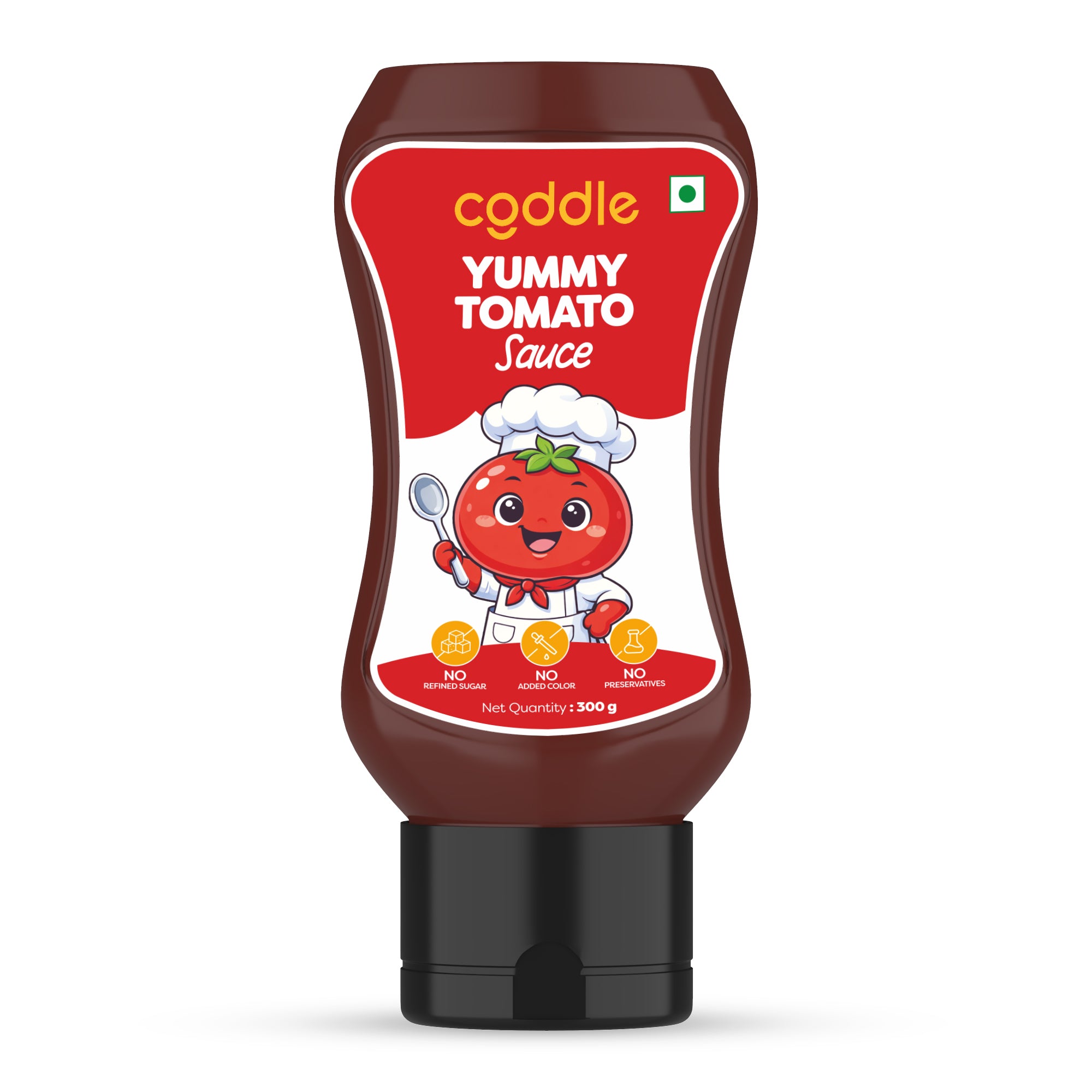 Coddle Yummy Tomato Ketchup 300g | Made with Jaggery | No Refined Sugar, No Preservatives, No Artificial Colours & Flavours | Safe for Babies, Toddlers, Kids & Adults